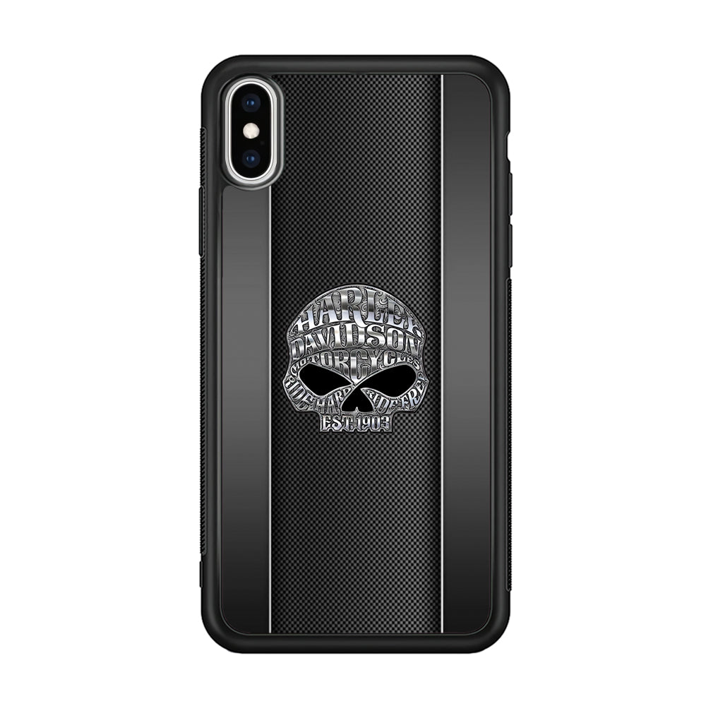 Harley Davidson Skull Design iPhone Xs Case-Mobile Phone Case-Rubber Black (2D Case)-Altracase