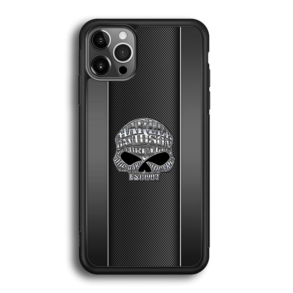 Harley Davidson Skull Design iPhone 12 Pro Case-Mobile Phone Case-Rubber Black (2D Case)-Altracase