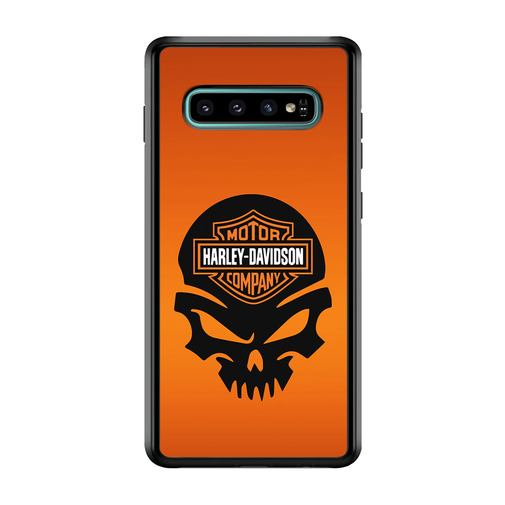 Harley Davidson Skull Logo Samsung Galaxy S10 Case-Mobile Phone Case-Rubber Black (2D Case)-Altracase