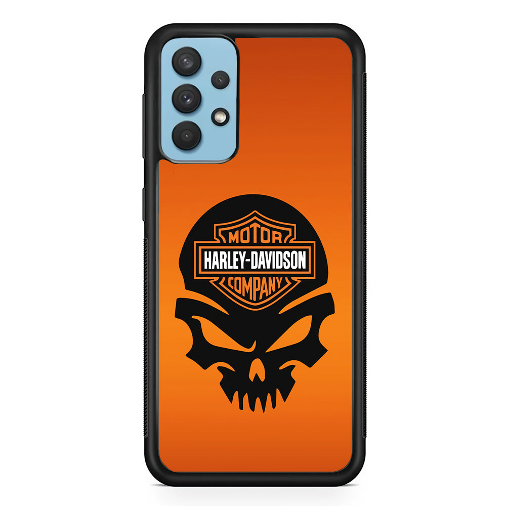 Harley Davidson Skull Logo Samsung Galaxy A32 Case-Mobile Phone Case-Rubber Black (2D Case)-Altracase