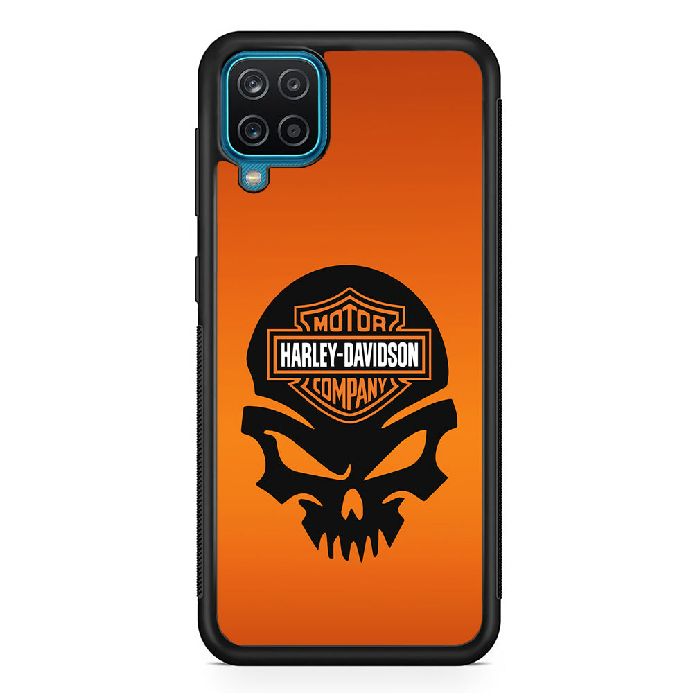 Harley Davidson Skull Logo Samsung Galaxy A12 Case-Mobile Phone Case-Rubber Black (2D Case)-Altracase