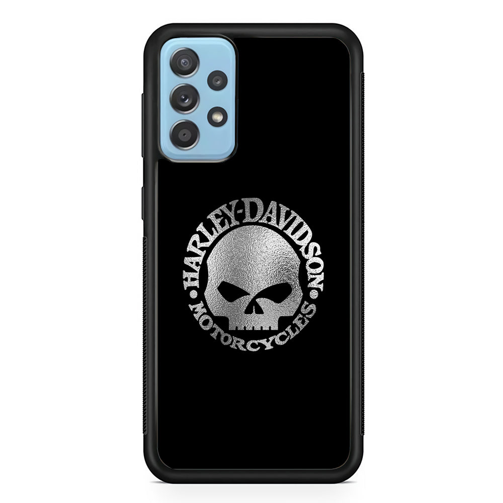 Harley Davidson Skull Silver Samsung Galaxy A52 Case-Mobile Phone Case-Rubber Black (2D Case)-Altracase