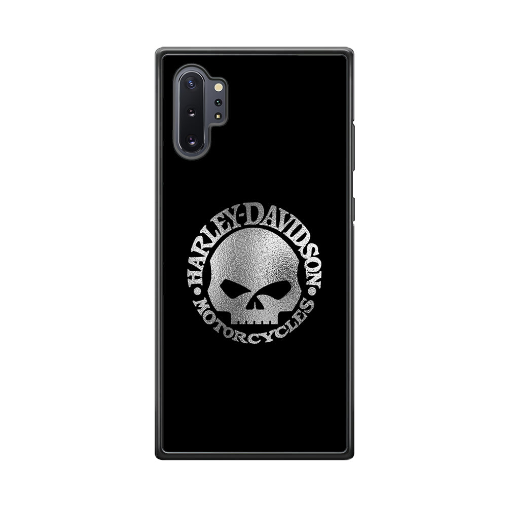Harley Davidson Skull Silver Samsung Galaxy Note 10 Plus Case-Mobile Phone Case-Rubber Black (2D Case)-Altracase