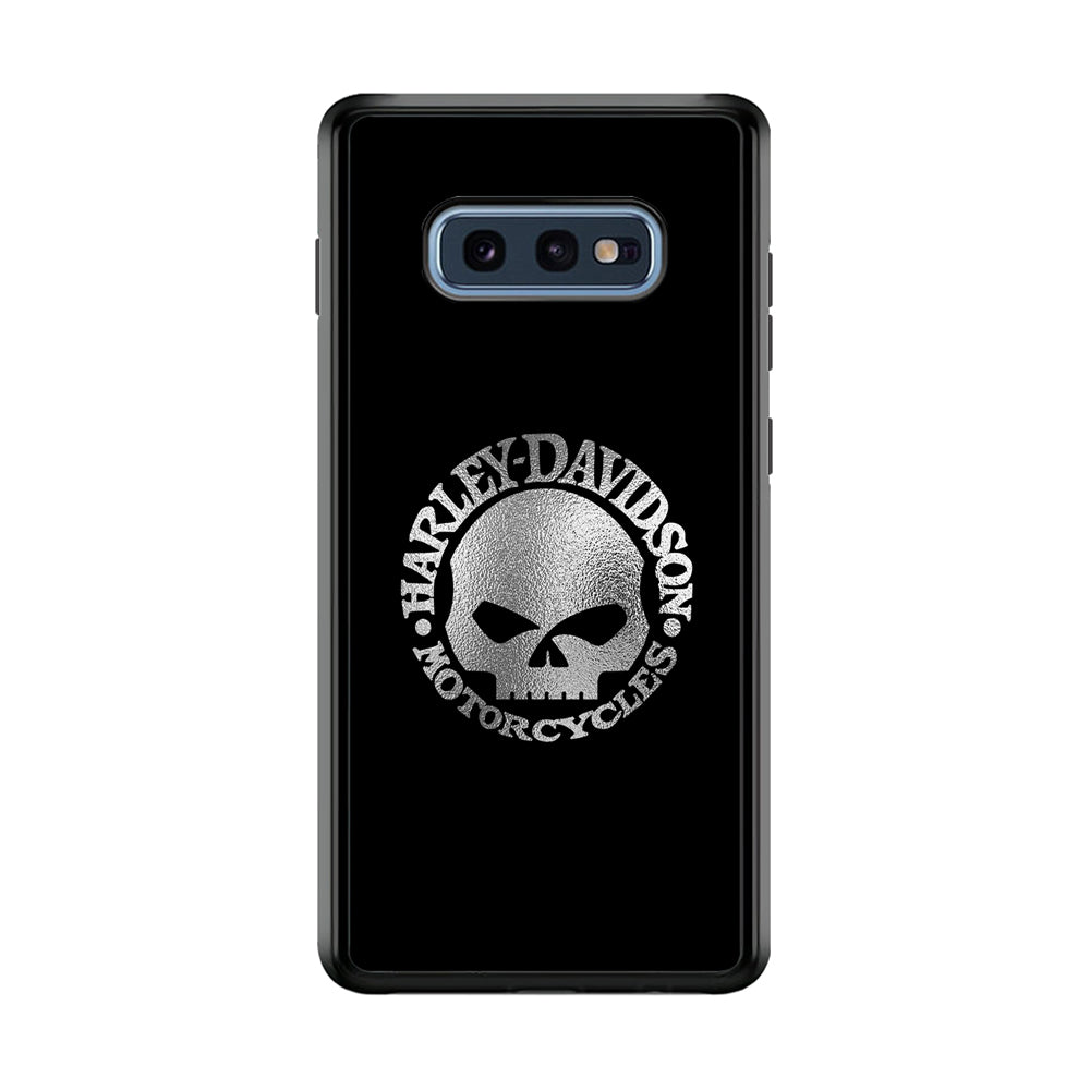 Harley Davidson Skull Silver Samsung Galaxy S10E Case-Mobile Phone Case-Rubber Black (2D Case)-Altracase