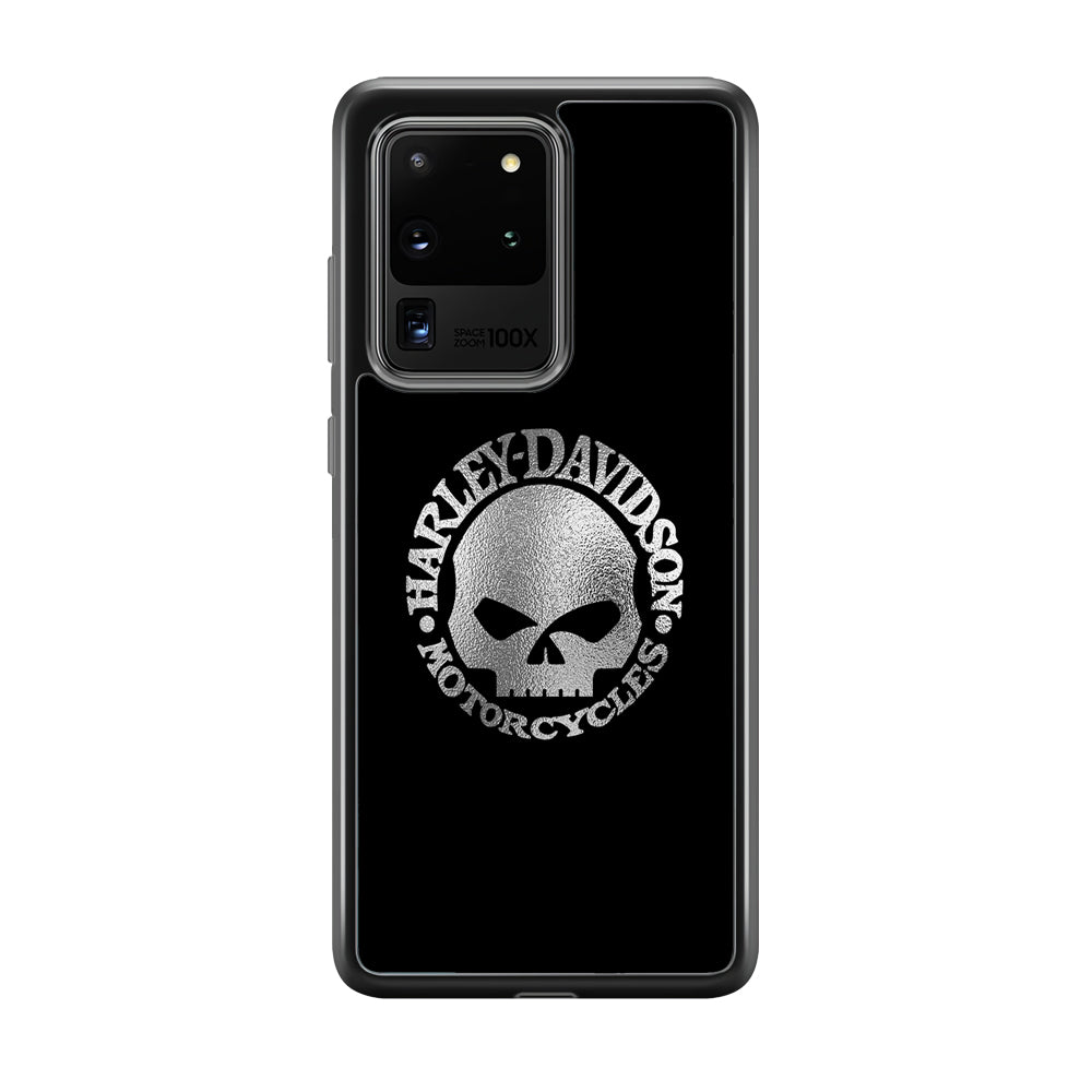 Harley Davidson Skull Silver Samsung Galaxy S20 Ultra Case-Mobile Phone Case-Rubber Black (2D Case)-Altracase