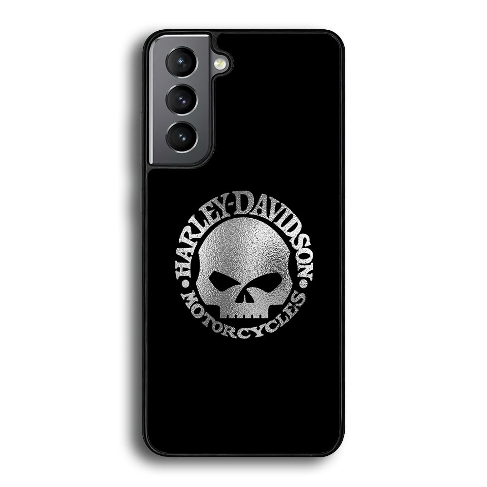 Harley Davidson Skull Silver Samsung Galaxy S22 Case-Mobile Phone Case-Rubber Black (2D Case)-Altracase