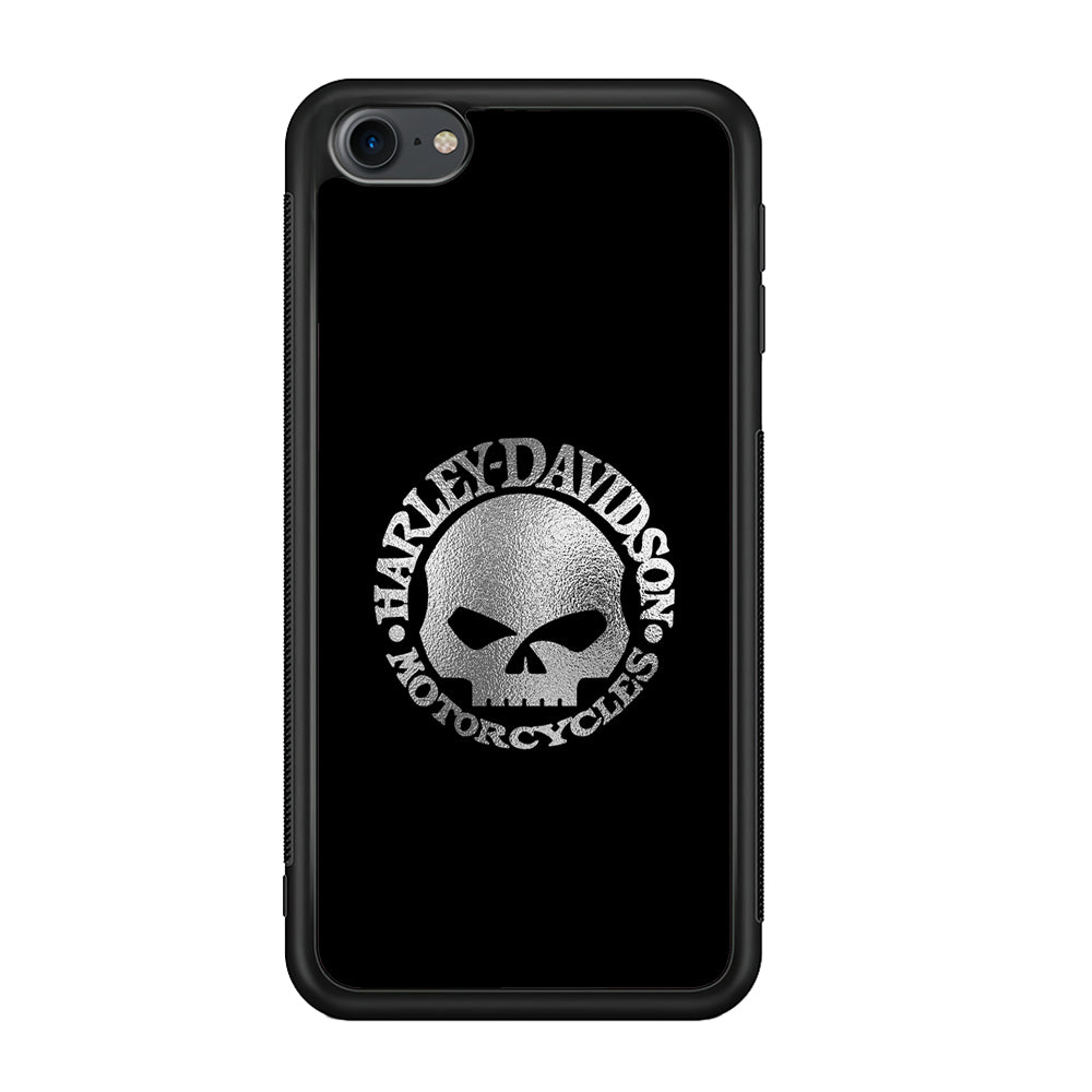 Harley Davidson Skull Silver iPod Touch 6 Case-Mobile Phone Case-Rubber Black (2D Case)-Altracase