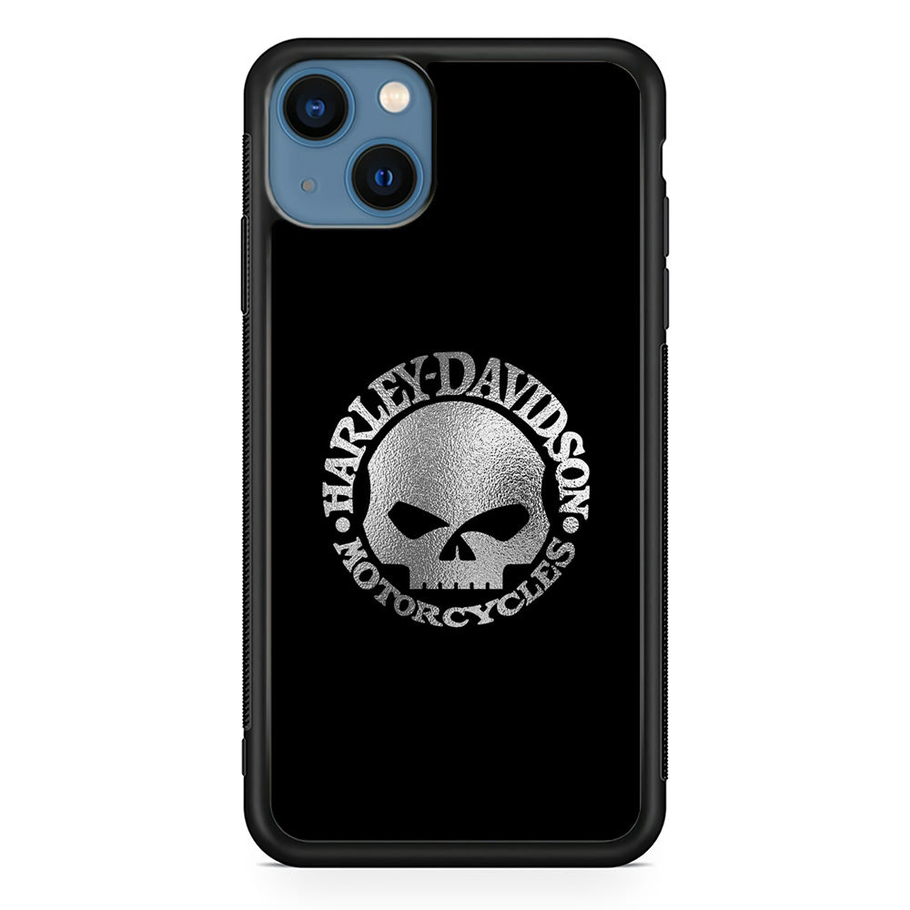 Harley Davidson Skull Silver iPhone 13 Case-Mobile Phone Case-Rubber Black (2D Case)-Altracase