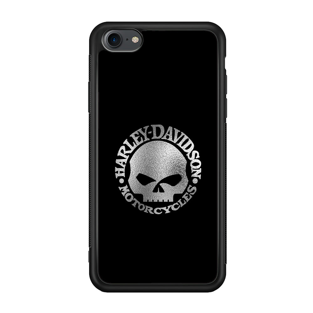 Harley Davidson Skull Silver iPhone SE 2020 Case-Mobile Phone Case-Rubber Black (2D Case)-Altracase