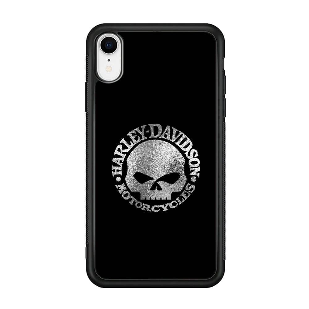 Harley Davidson Skull Silver iPhone XR Case-Mobile Phone Case-Rubber Black (2D Case)-Altracase
