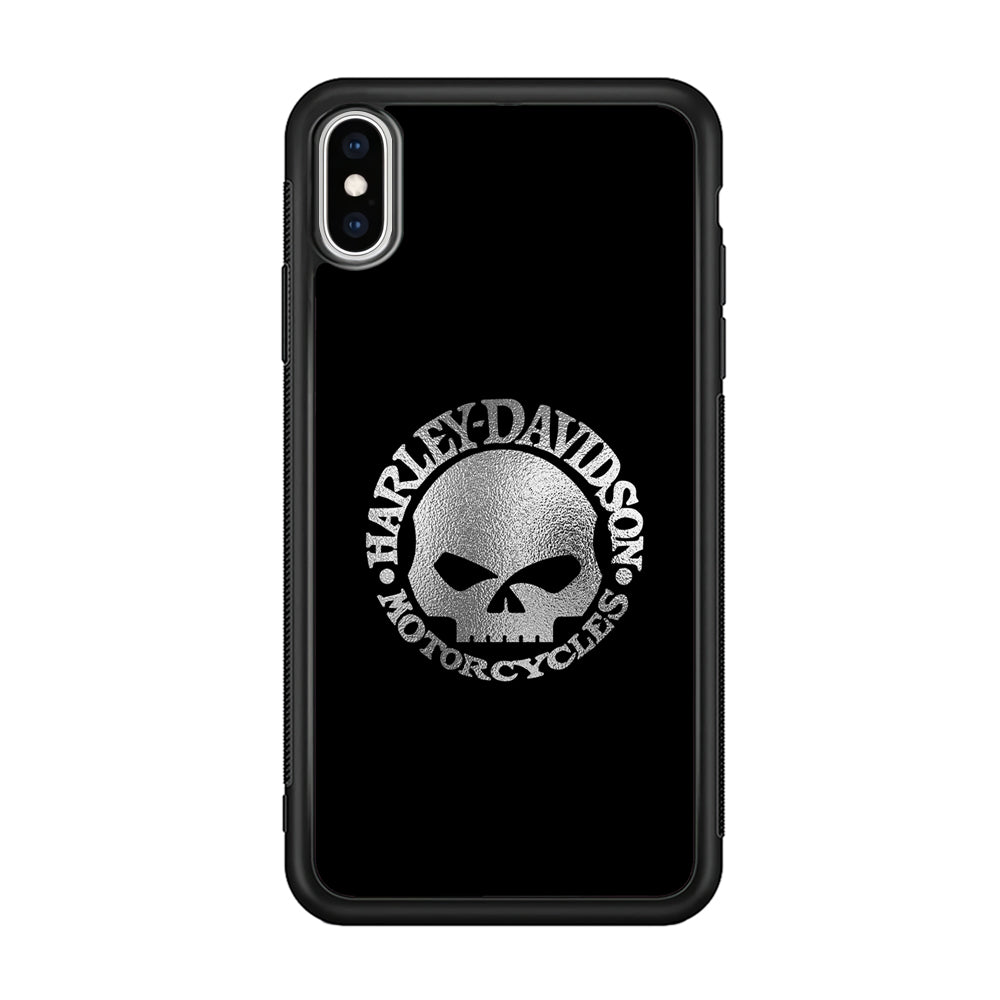 Harley Davidson Skull Silver iPhone X Case-Mobile Phone Case-Rubber Black (2D Case)-Altracase