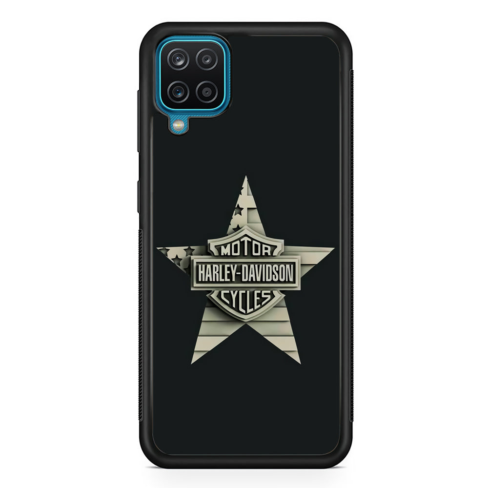 Harley Davidson Star Logo Samsung Galaxy A12 Case-Mobile Phone Case-Rubber Black (2D Case)-Altracase