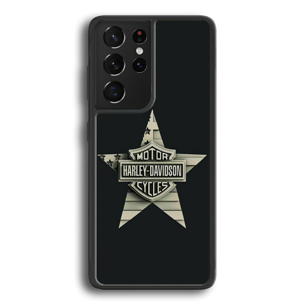 Harley Davidson Star Logo Samsung Galaxy S23 Ultra Case-Mobile Phone Case-Rubber Black (2D Case)-Altracase