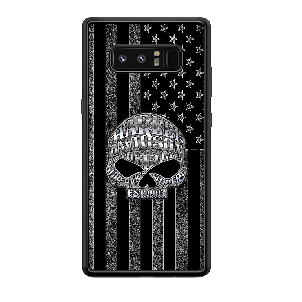 Harley Davidson US Flag Silver Samsung Galaxy Note 8 Case-Mobile Phone Case-Rubber Black (2D Case)-Altracase