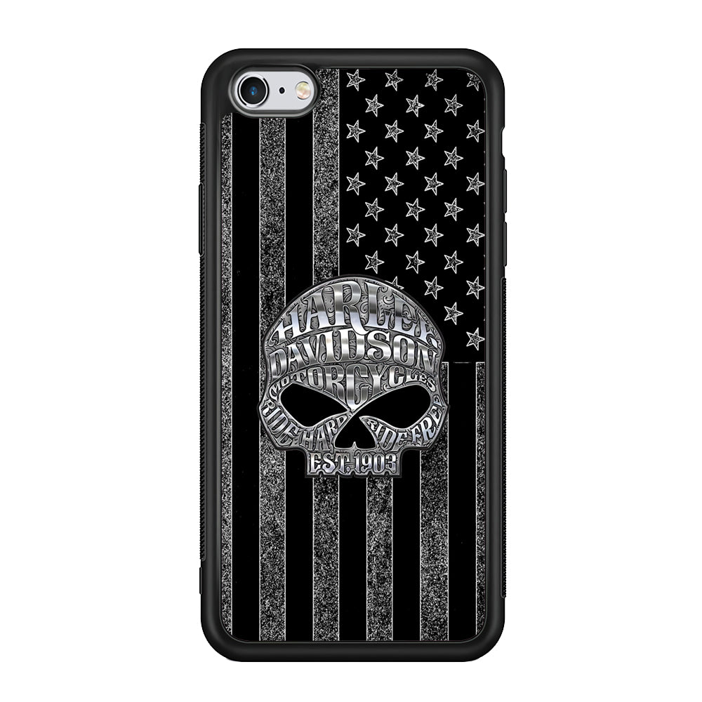 Harley Davidson US Flag Silver iPhone 6 Plus | 6s Plus Case-Mobile Phone Case-Rubber Black (2D Case)-Altracase