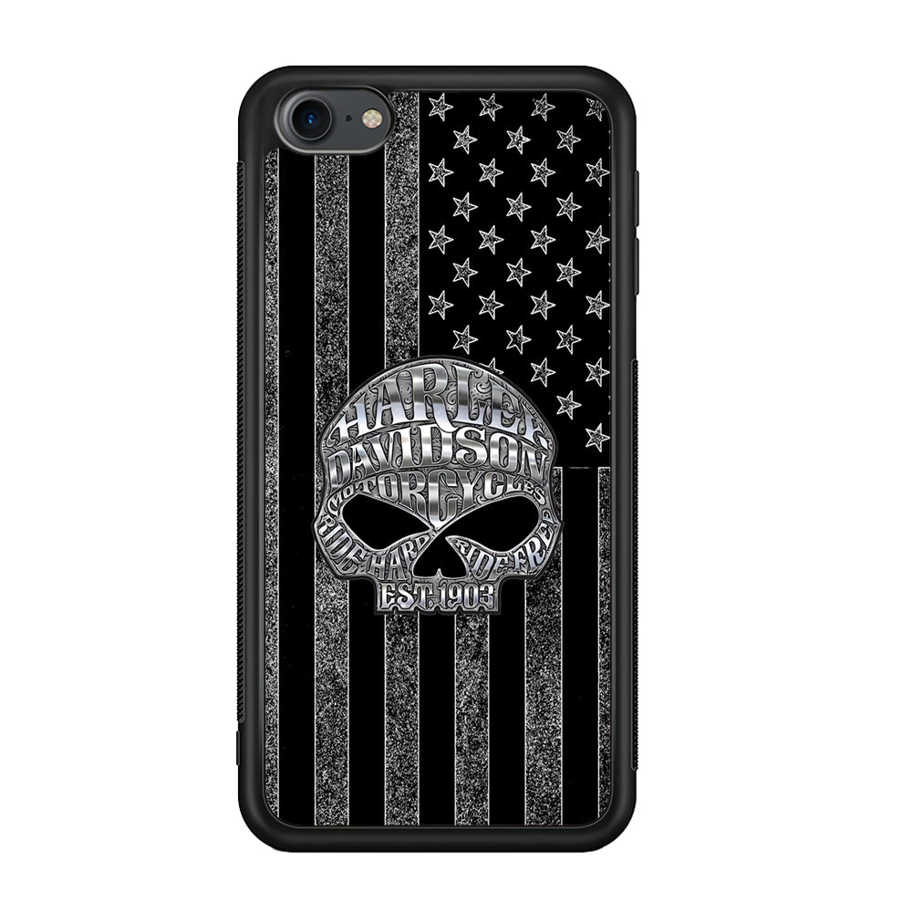 Harley Davidson US Flag Silver iPod Touch 6 Case-Mobile Phone Case-Rubber Black (2D Case)-Altracase