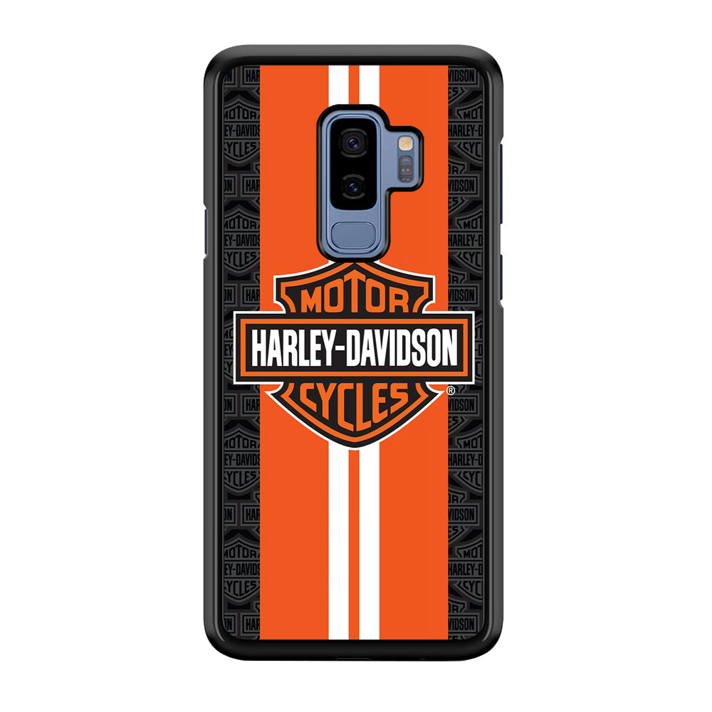 Harley Davidson White Striped Orange Samsung Galaxy S9 Plus Case-Mobile Phone Case-Rubber Black (2D Case)-Altracase