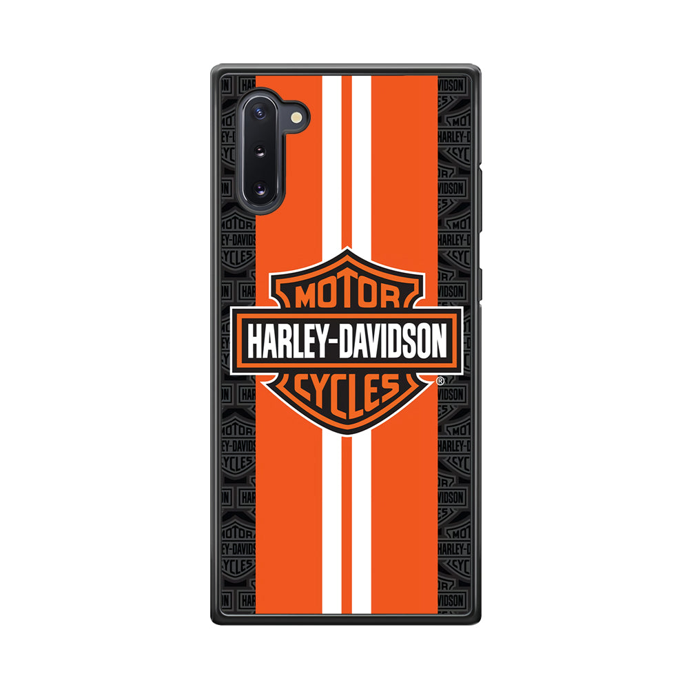 Harley Davidson White Striped Orange Samsung Galaxy Note 10 Case-Mobile Phone Case-Rubber Black (2D Case)-Altracase