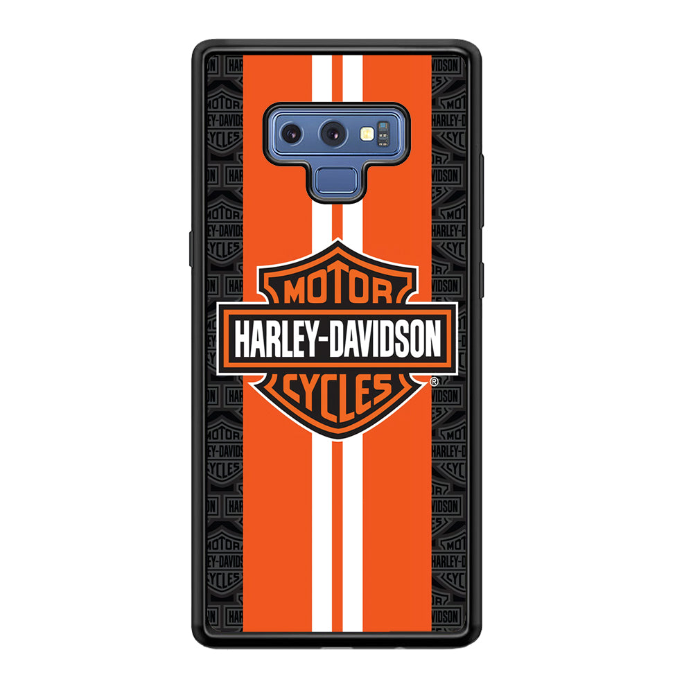 Harley Davidson White Striped Orange Samsung Galaxy Note 9 Case-Mobile Phone Case-Rubber Black (2D Case)-Altracase
