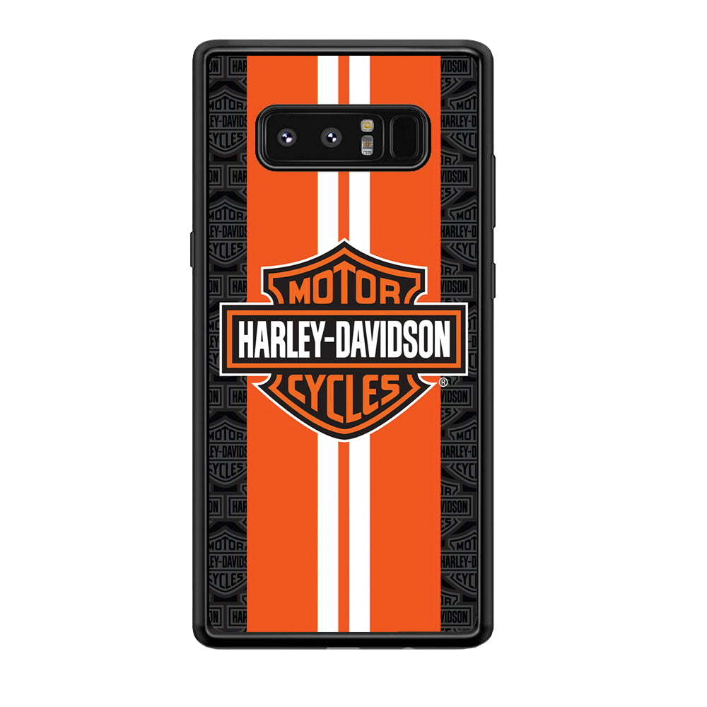 Harley Davidson White Striped Orange Samsung Galaxy Note 8 Case-Mobile Phone Case-Rubber Black (2D Case)-Altracase