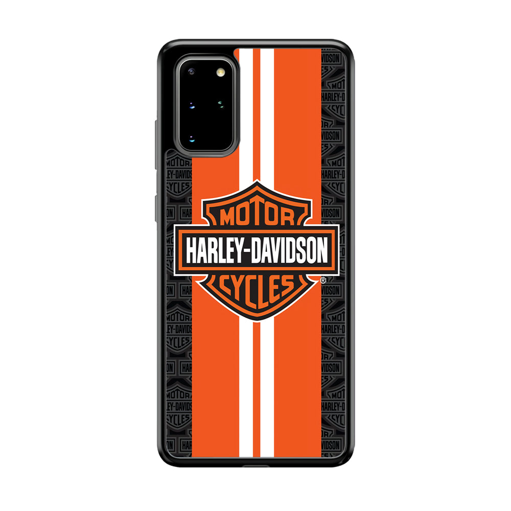 Harley Davidson White Striped Orange Samsung Galaxy S20 Plus Case-Mobile Phone Case-Rubber Black (2D Case)-Altracase