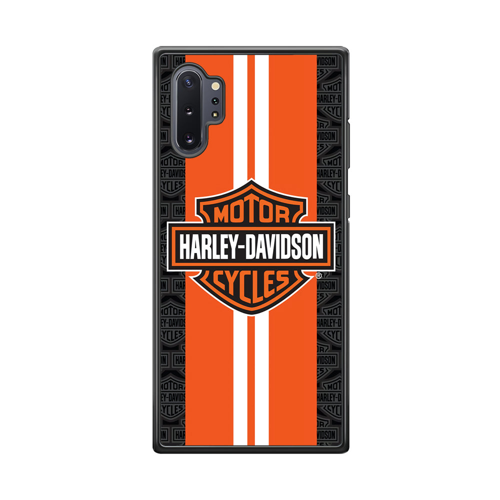 Harley Davidson White Striped Orange Samsung Galaxy Note 10 Plus Case-Mobile Phone Case-Rubber Black (2D Case)-Altracase