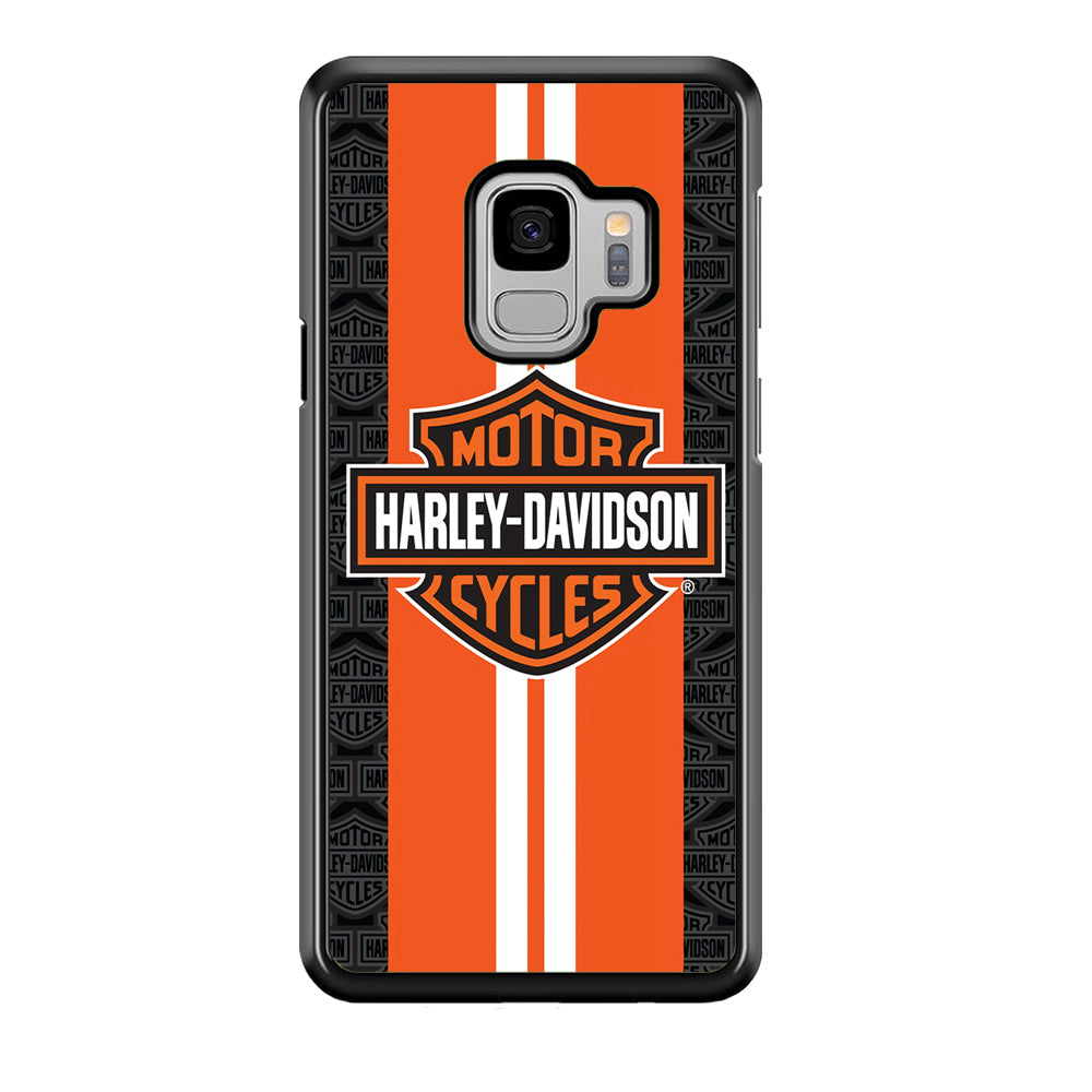 Harley Davidson White Striped Orange Samsung Galaxy S9 Case-Mobile Phone Case-Rubber Black (2D Case)-Altracase