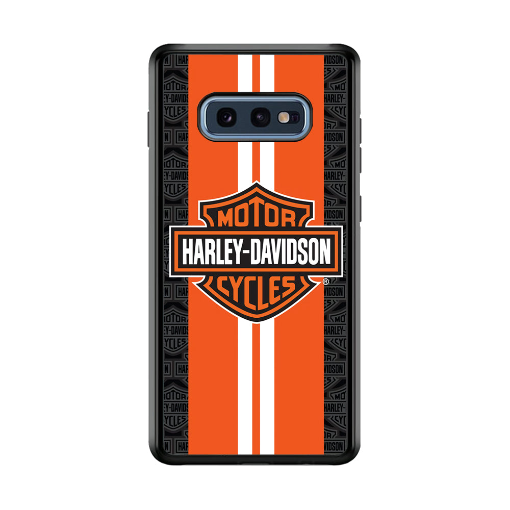 Harley Davidson White Striped Orange Samsung Galaxy S10E Case-Mobile Phone Case-Rubber Black (2D Case)-Altracase