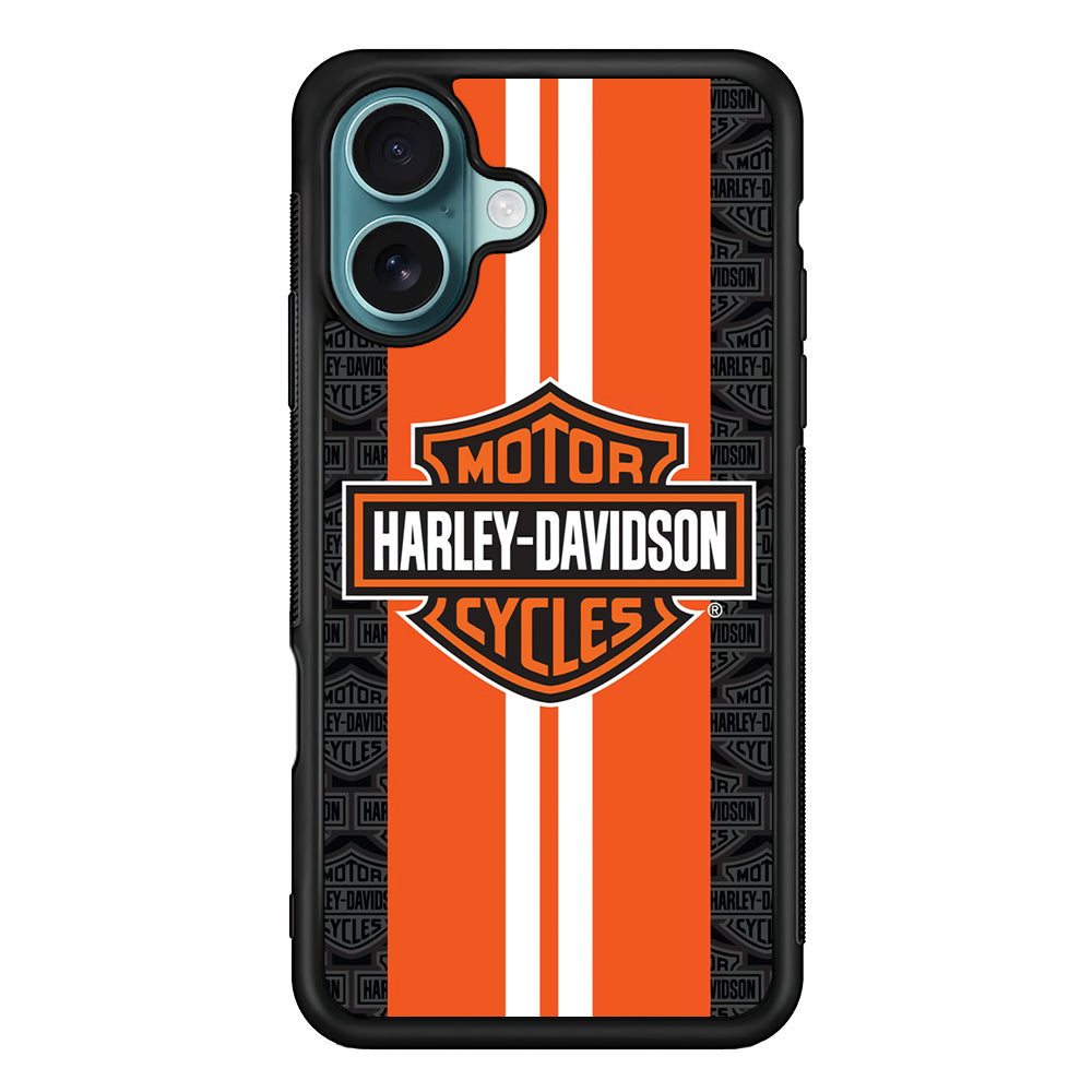 Harley Davidson White Striped Orange iPhone 16 Plus Case - Altracase