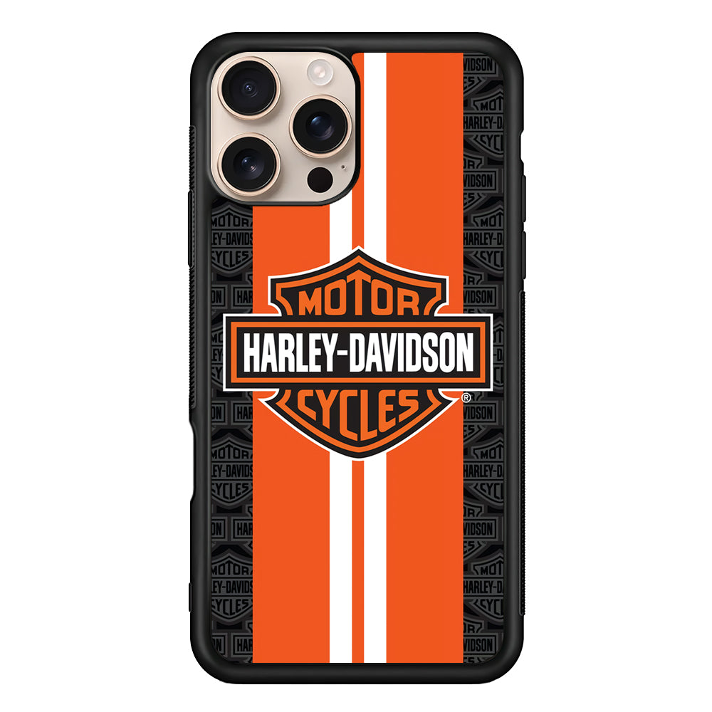 Harley Davidson White Striped Orange iPhone 16 Pro Max Case - Altracase