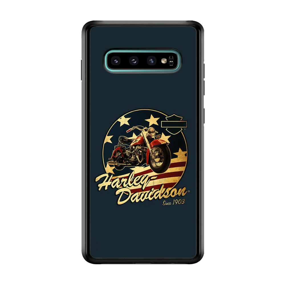 Harley Vintage Logo Samsung Galaxy S10 Case-Phone Case-Rubber Black (2D Case)-Altracase