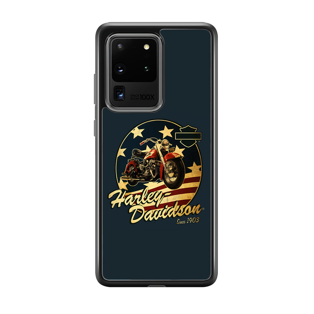 Harley Vintage Logo Samsung Galaxy S20 Ultra Case-Phone Case-Rubber Black (2D Case)-Altracase