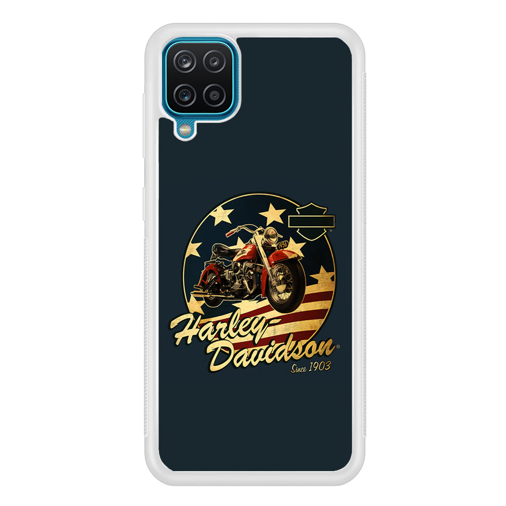 Harley Vintage Logo Samsung Galaxy A12 Case-Phone Case-Rubber White (2D Case)-Altracase
