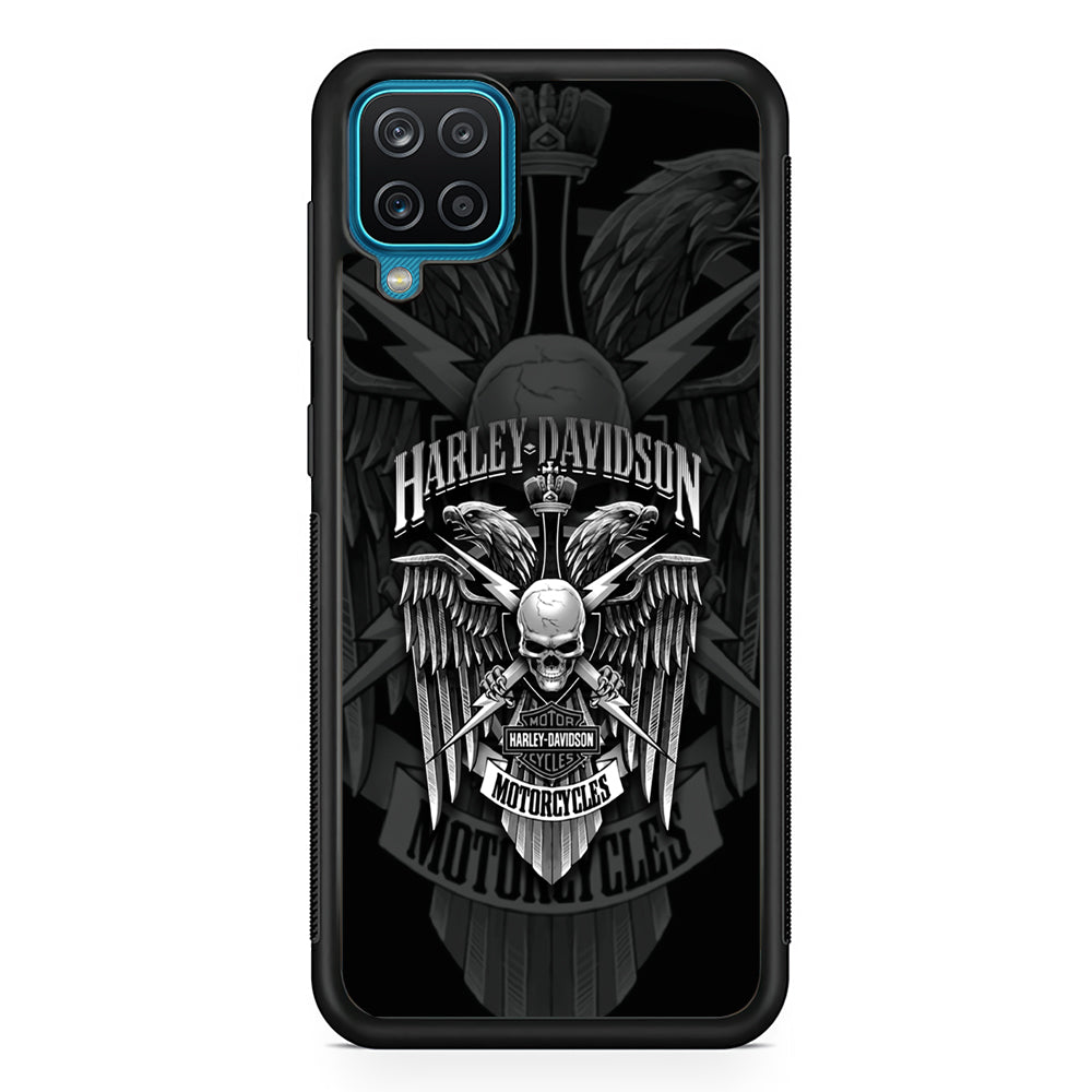 Harley Davidson Silver Eagle Samsung Galaxy A12 Case-Mobile Phone Case-Rubber Black (2D Case)-Altracase