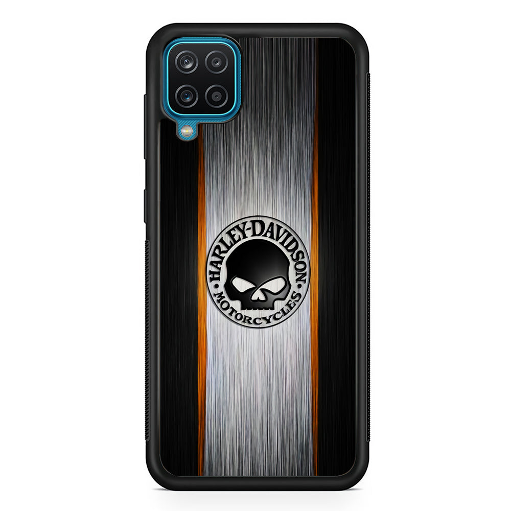 Harley Davidson Skull Circle Samsung Galaxy A12 Case-Mobile Phone Case-Rubber Black (2D Case)-Altracase