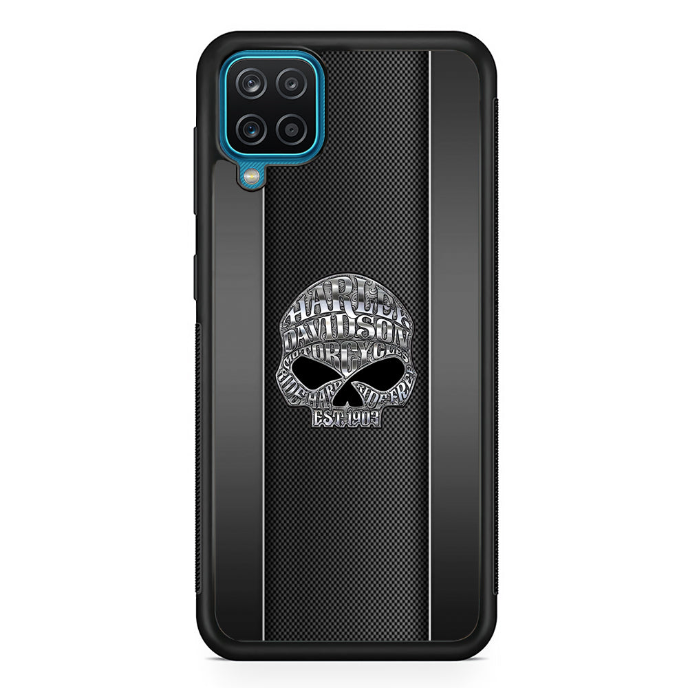 Harley Davidson Skull Design Samsung Galaxy A12 Case-Mobile Phone Case-Rubber Black (2D Case)-Altracase