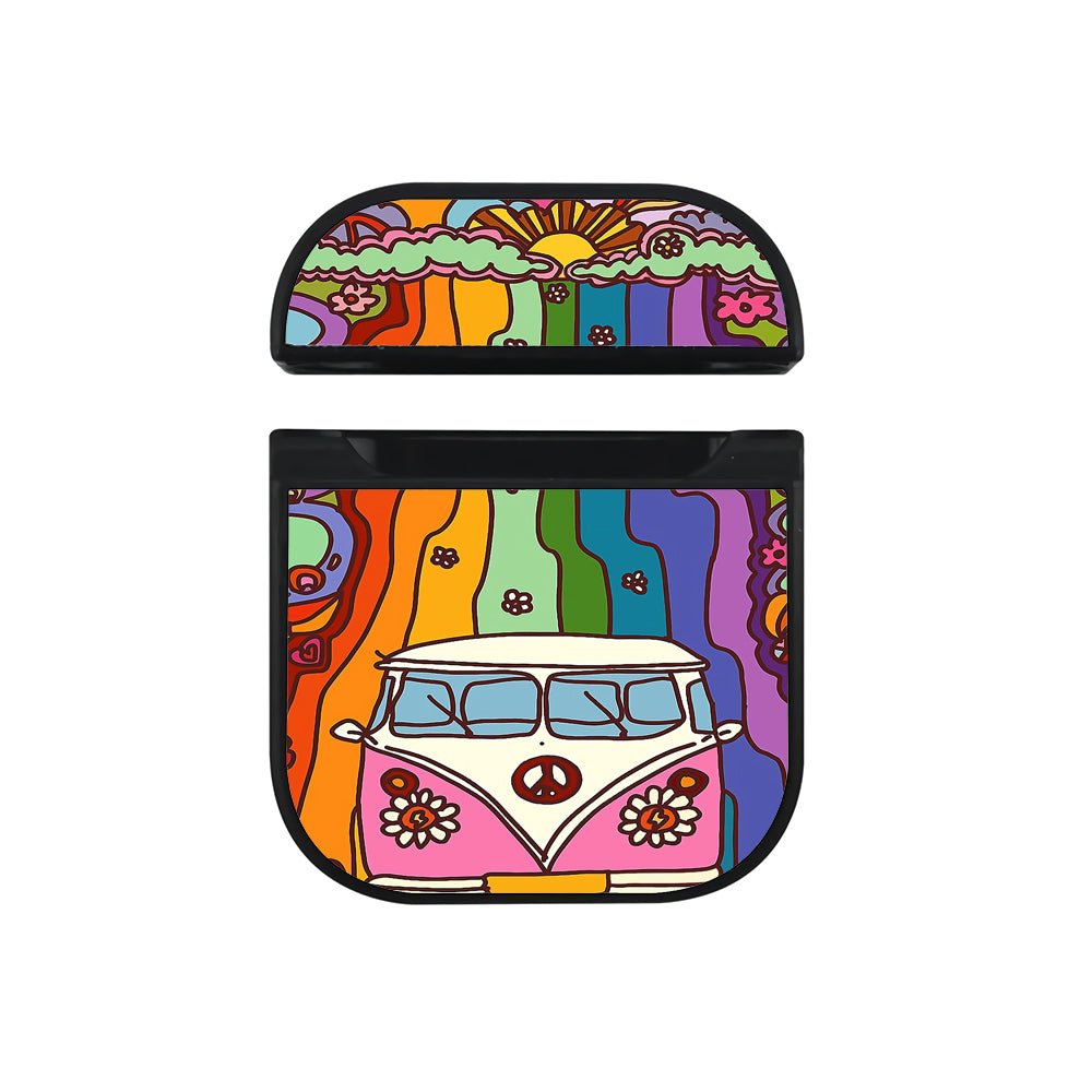 Hippie Bus Colorful Hard Plastic Case Cover For Apple Airpods-AirPod Case-Black-Altracase