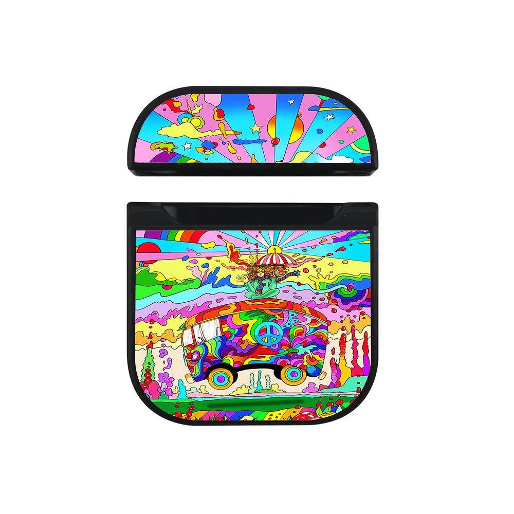 Hippie Bus Pop Art Hard Plastic Case Cover For Apple Airpods-AirPod Case-Black-Altracase