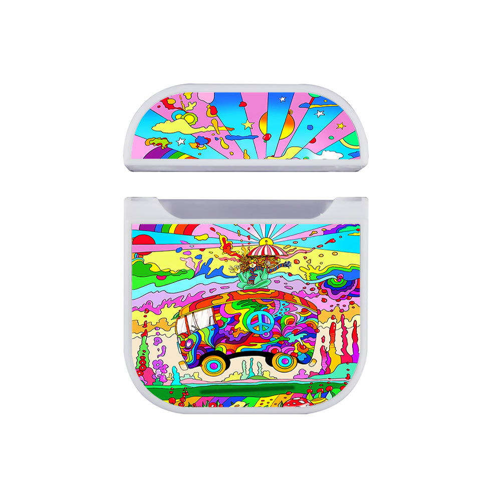 Hippie Bus Pop Art Hard Plastic Case Cover For Apple Airpods-AirPod Case-White-Altracase