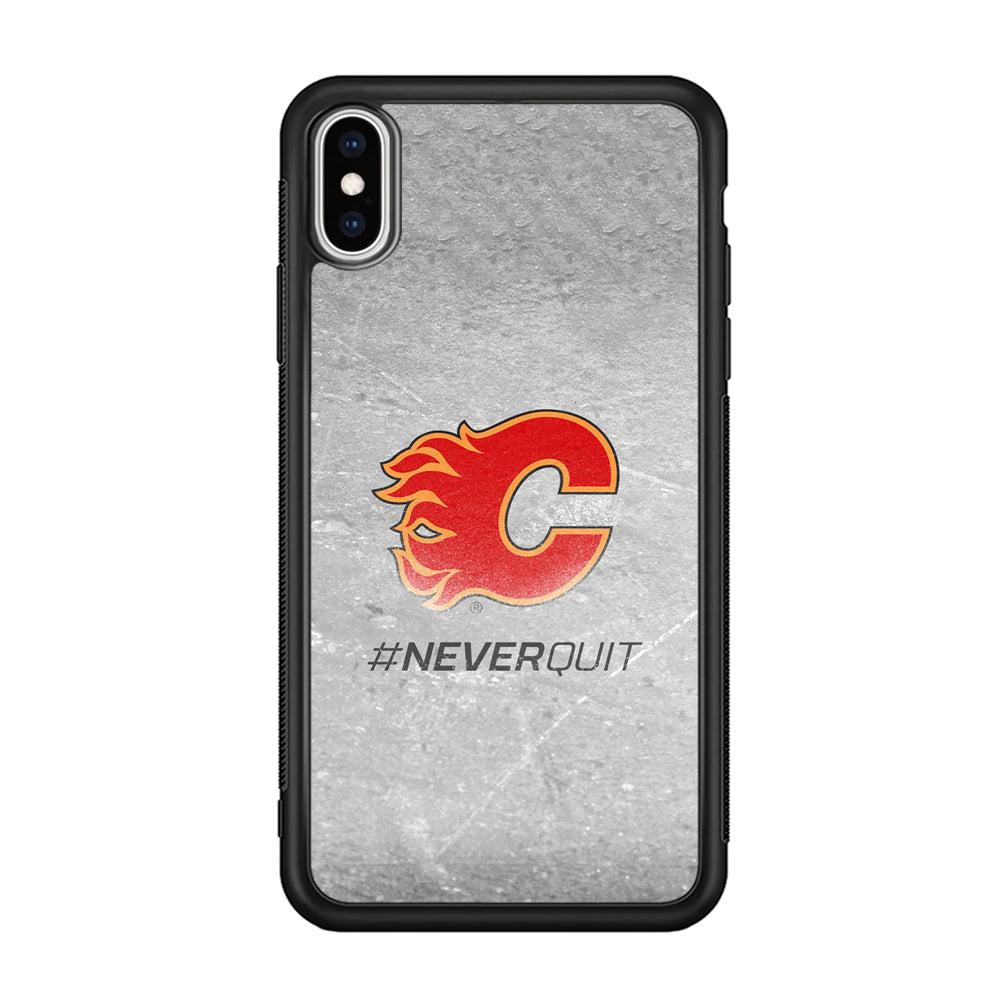 Hockey Calgary Flames NHL 001 iPhone Xs Case-Phone Case-Rubber Black (2D Case)-Altracase