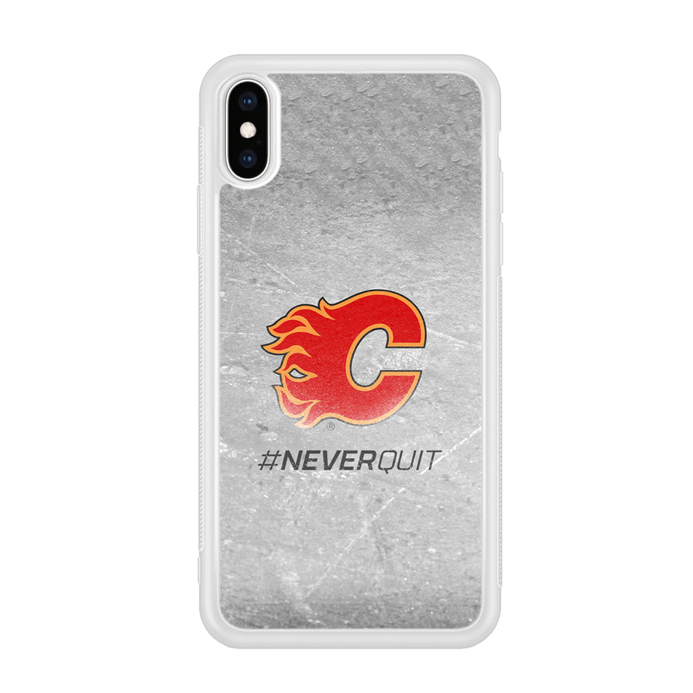 Hockey Calgary Flames NHL 001 iPhone Xs Case-Phone Case-Rubber White (2D Case)-Altracase