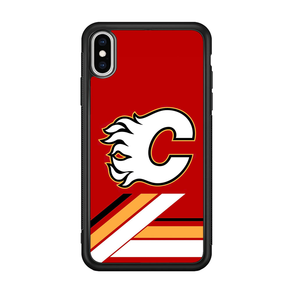 Hockey Calgary Flames NHL 002 iPhone Xs Case-Phone Case-Rubber Black (2D Case)-Altracase