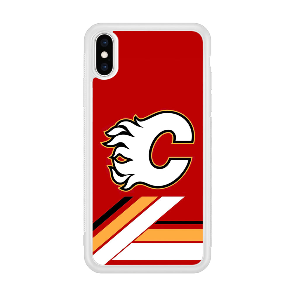 Hockey Calgary Flames NHL 002 iPhone Xs Case-Phone Case-Rubber White (2D Case)-Altracase