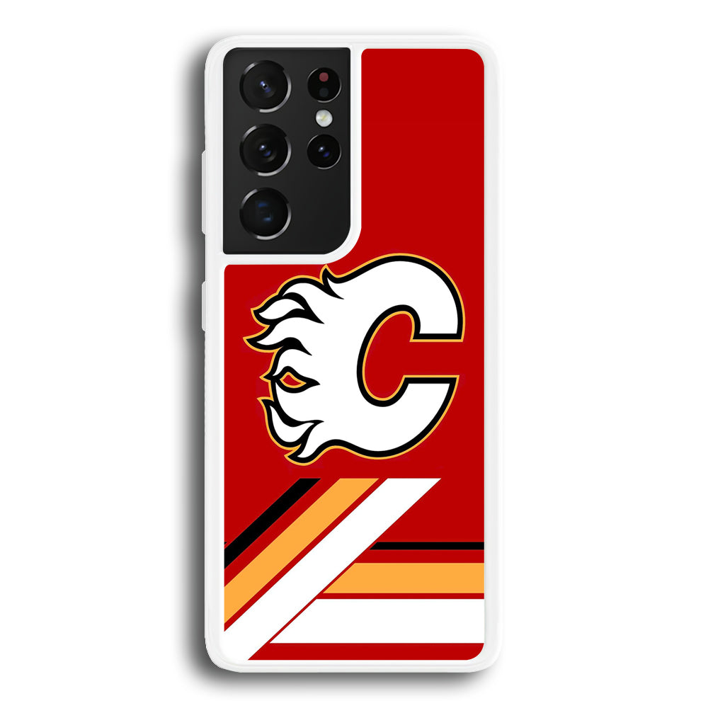 Hockey Calgary Flames NHL 002 Samsung Galaxy S21 Ultra Case-Phone Case-Rubber White (2D Case)-Altracase