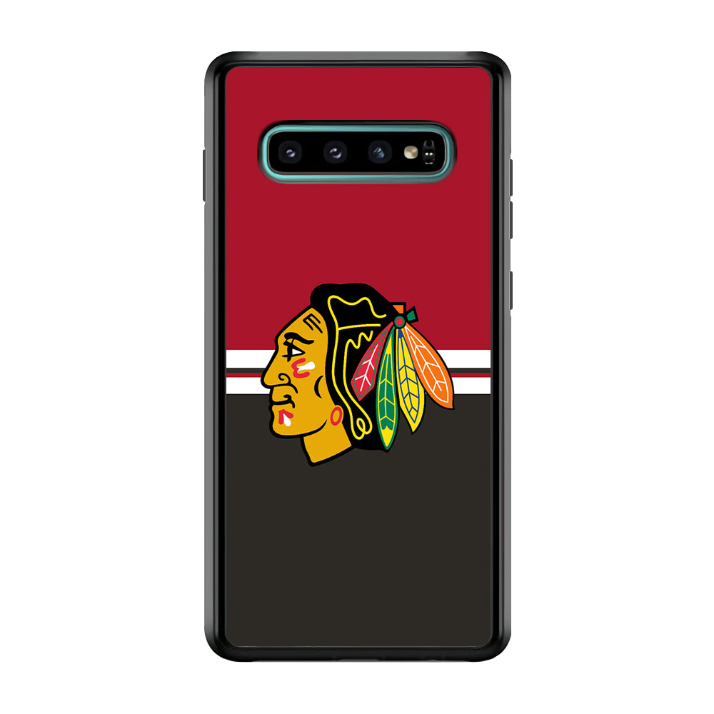 Hockey Chicago Blackhawks NHL 001 Samsung Galaxy S10 Case-Phone Case-Rubber Black (2D Case)-Altracase