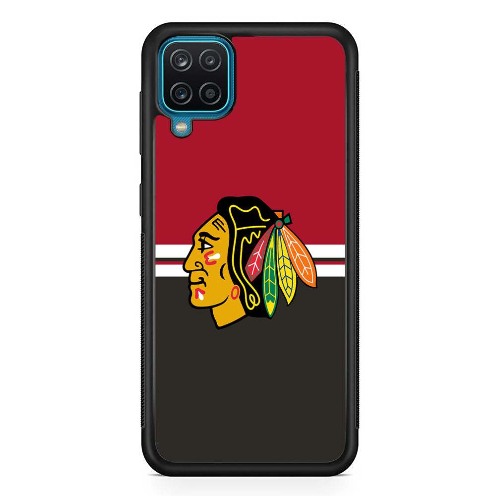 Hockey Chicago Blackhawks NHL 001 Samsung Galaxy A12 Case-Phone Case-Rubber Black (2D Case)-Altracase
