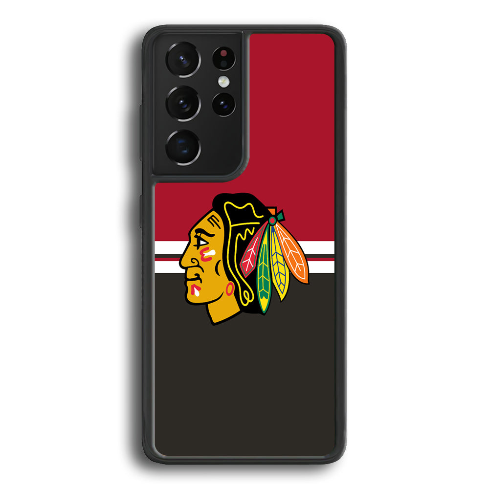 Hockey Chicago Blackhawks NHL 001 Samsung Galaxy S25 Ultra Case-Phone Case-Rubber Black (2D Case)-Altracase