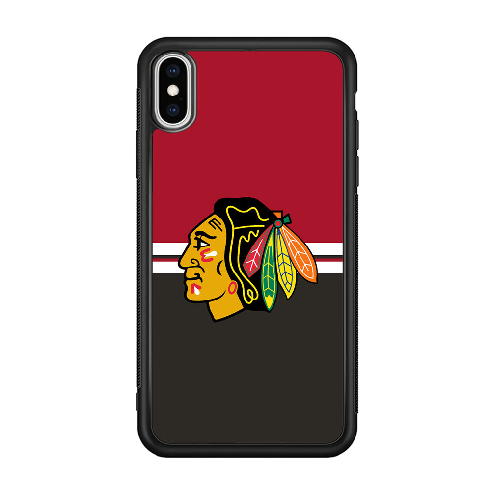 Hockey Chicago Blackhawks NHL 001 iPhone Xs Case-Phone Case-Rubber Black (2D Case)-Altracase
