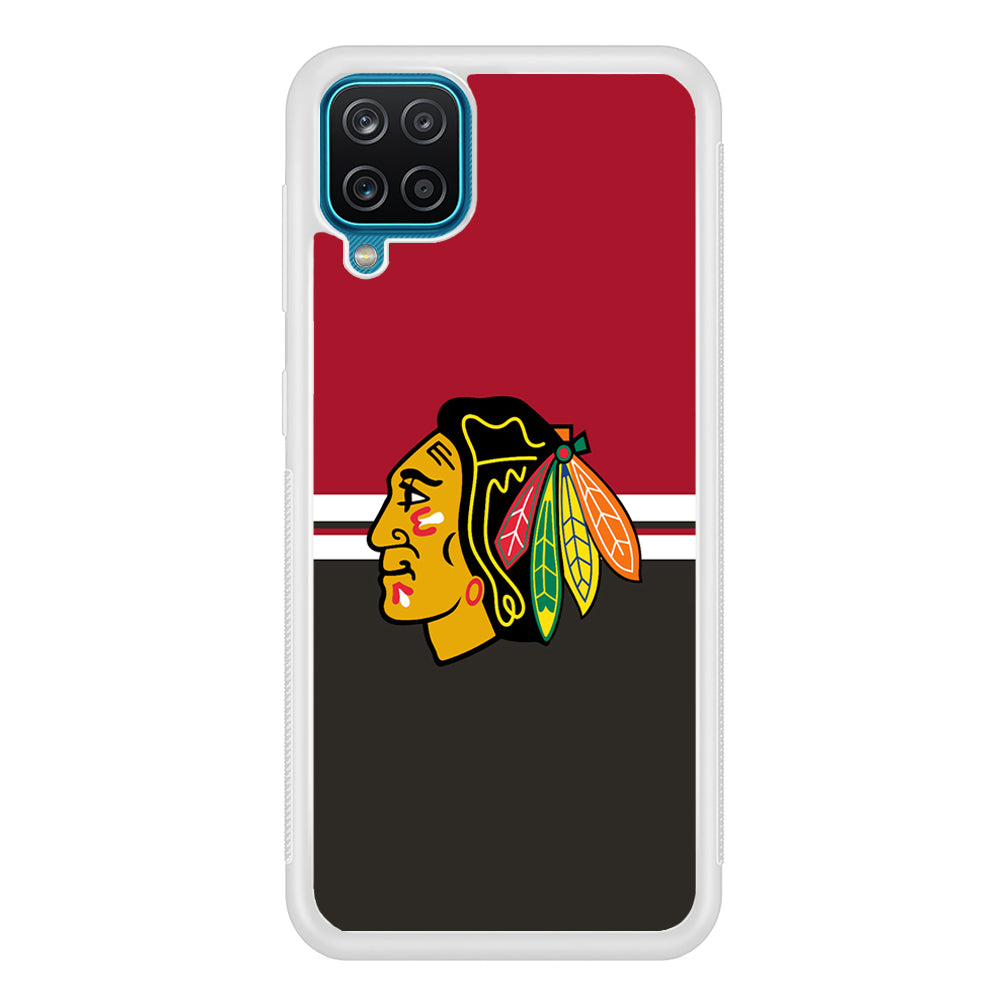 Hockey Chicago Blackhawks NHL 001 Samsung Galaxy A12 Case-Phone Case-Rubber White (2D Case)-Altracase