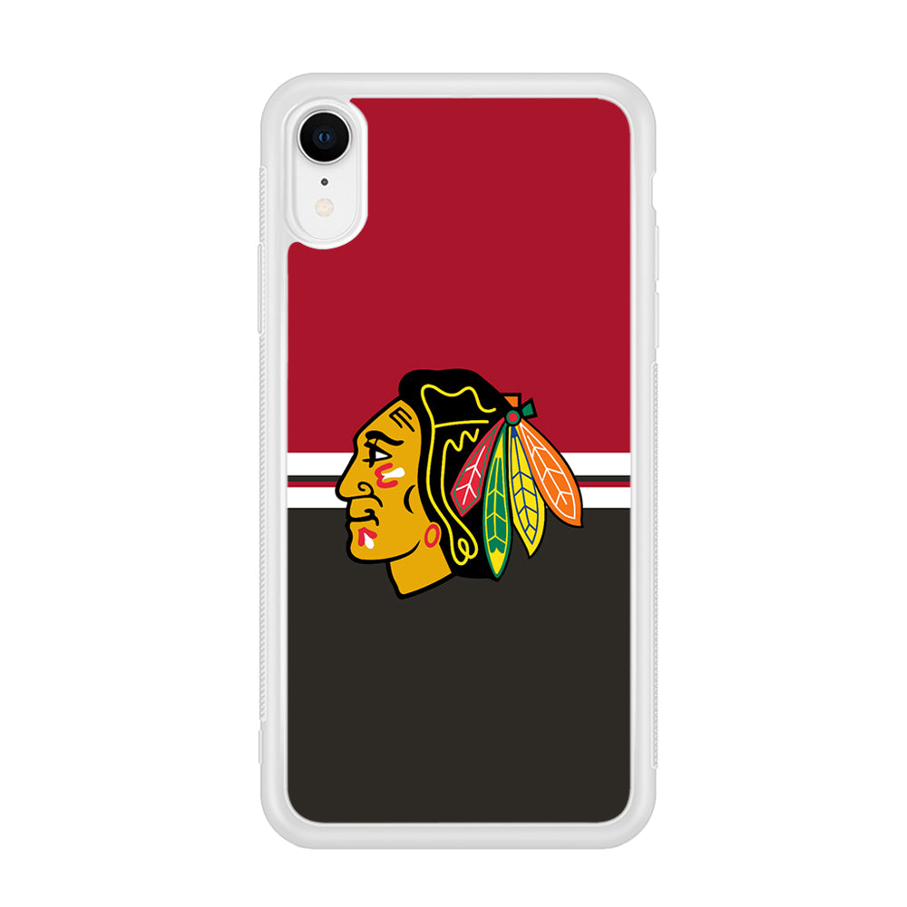 Hockey Chicago Blackhawks NHL 001 iPhone XR Case-Phone Case-Rubber White (2D Case)-Altracase